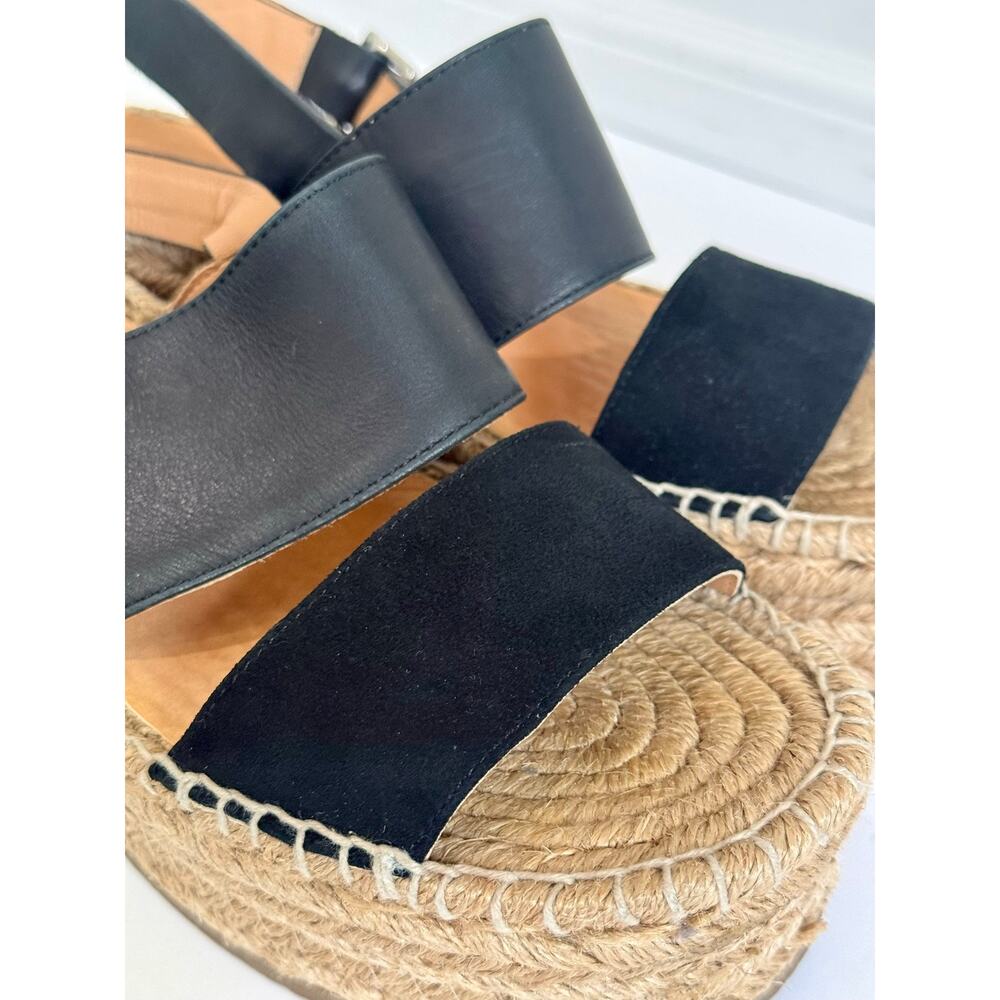 Rag & Bone Black Leather Suede Espadrille Platform Wedge Sandals Size EU 38 US 8 - Picture 3 of 12